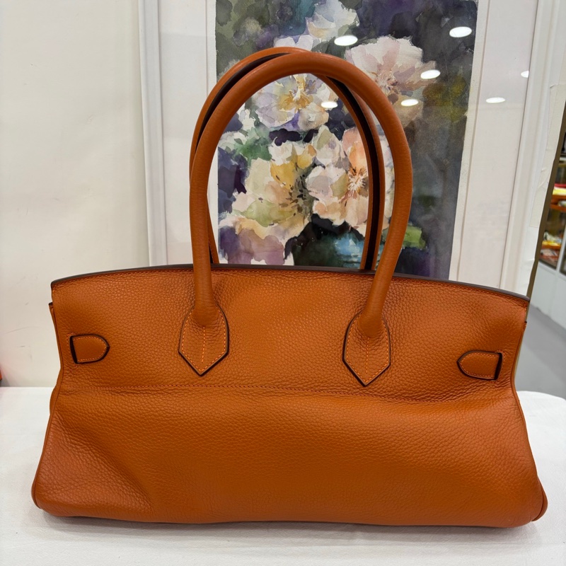HERMES shoulder birkin 42 橘色銀扣 框 H-1