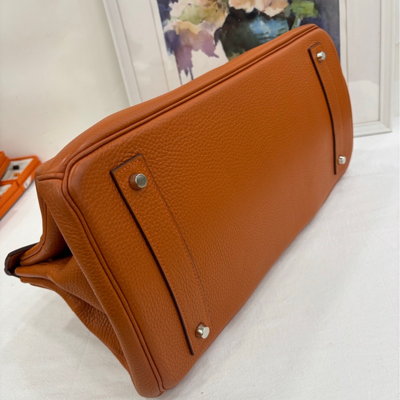 HERMES shoulder birkin 42 橘色銀扣 框 H-4