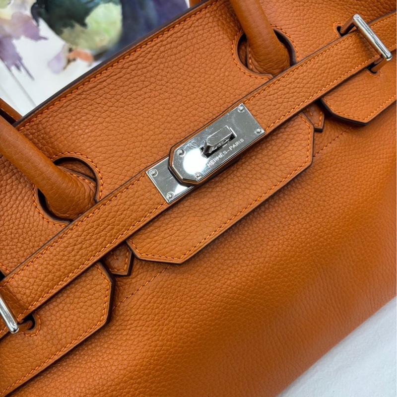 HERMES shoulder birkin 42 橘色銀扣 框 H-5
