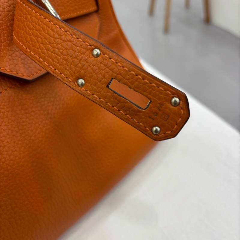 HERMES shoulder birkin 42 橘色銀扣 框 H-6