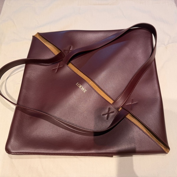Loewe Puzzle Fold Tote XL 勃艮第紅-6