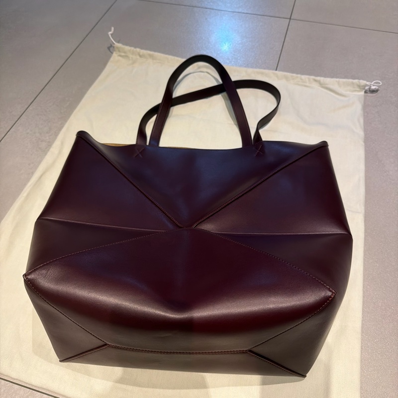 Loewe Puzzle Fold Tote XL 勃艮第紅-9
