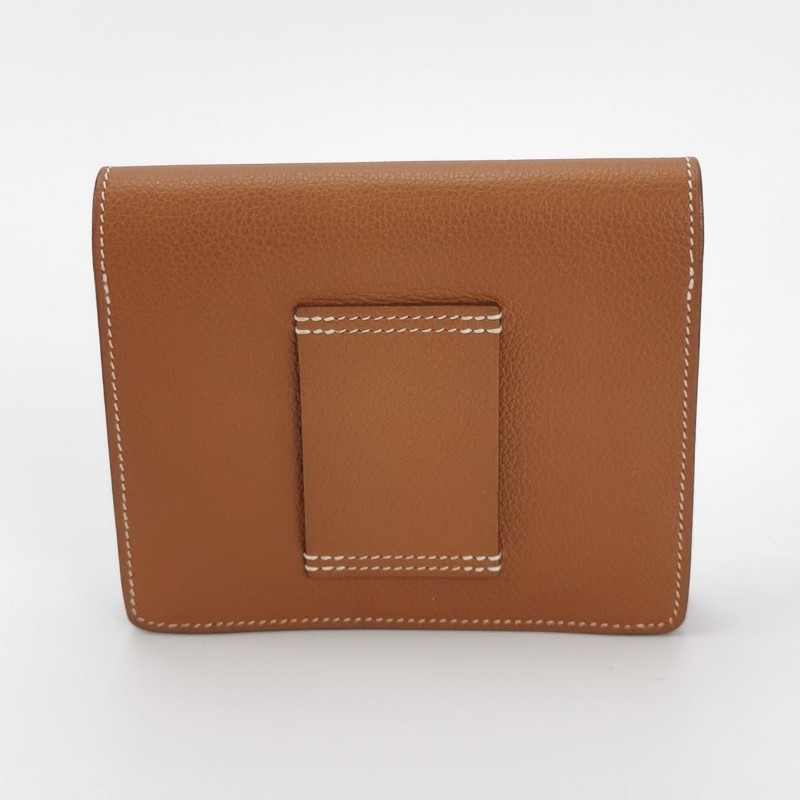 Hermes Roulis Slim豬鼻子錢包Evercolor牛皮金扣37金棕Y刻-4