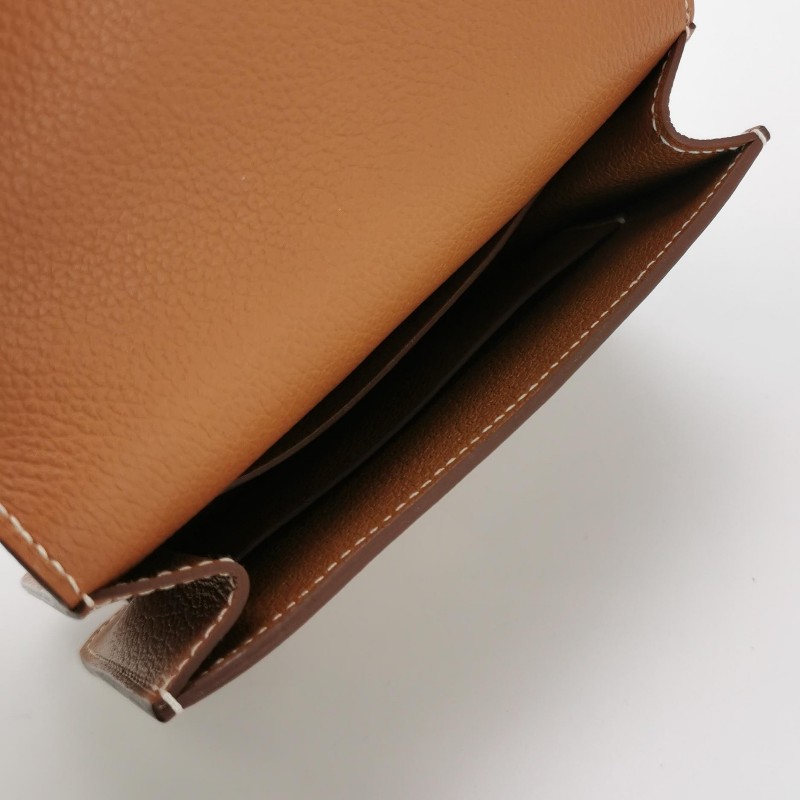 Hermes Roulis Slim豬鼻子錢包Evercolor牛皮金扣37金棕Y刻-6