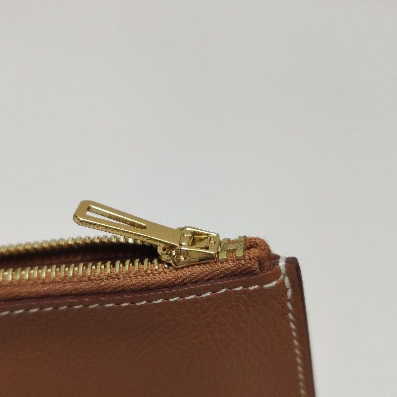 Hermes Roulis Slim豬鼻子錢包Evercolor牛皮金扣37金棕Y刻-10