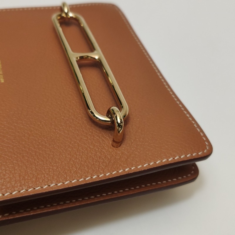 Hermes Roulis Slim豬鼻子錢包Evercolor牛皮金扣37金棕Y刻-13