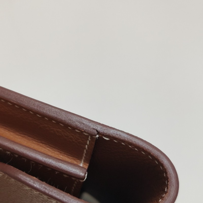 Hermes Roulis Slim豬鼻子錢包Evercolor牛皮金扣37金棕Y刻-14