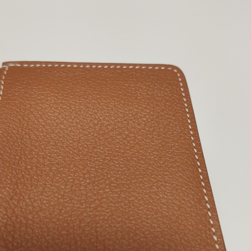 Hermes Roulis Slim豬鼻子錢包Evercolor牛皮金扣37金棕Y刻-15