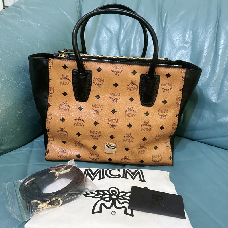 MCM 真皮手提肩背斜背包(贈送MCM皮夾）-17