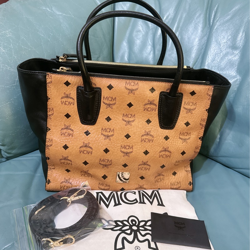 MCM 真皮手提肩背斜背包(贈送MCM皮夾）-18