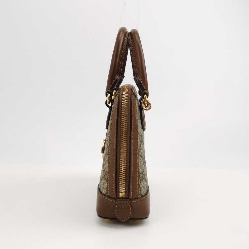 Gucci 1955迷你牛皮GG老花馬銜扣貝殼包單肩包斜挎包-2