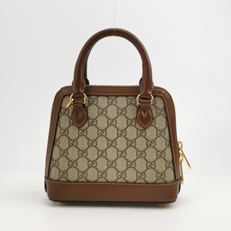 Gucci 1955迷你牛皮GG老花馬銜扣貝殼包單肩包斜挎包-4