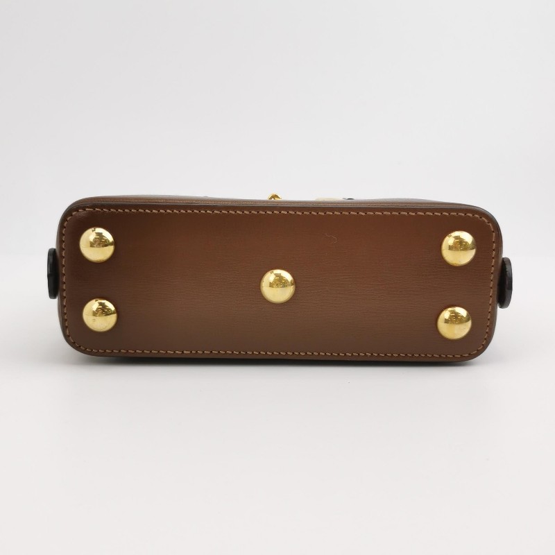 Gucci 1955迷你牛皮GG老花馬銜扣貝殼包單肩包斜挎包-5