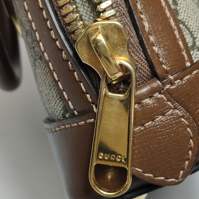 Gucci 1955迷你牛皮GG老花馬銜扣貝殼包單肩包斜挎包-13