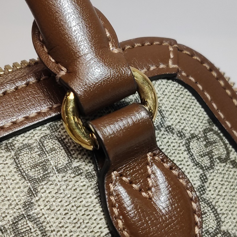 Gucci 1955迷你牛皮GG老花馬銜扣貝殼包單肩包斜挎包-14