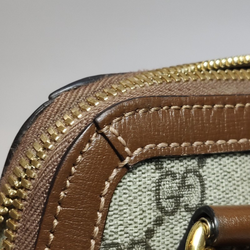 Gucci 1955迷你牛皮GG老花馬銜扣貝殼包單肩包斜挎包-15