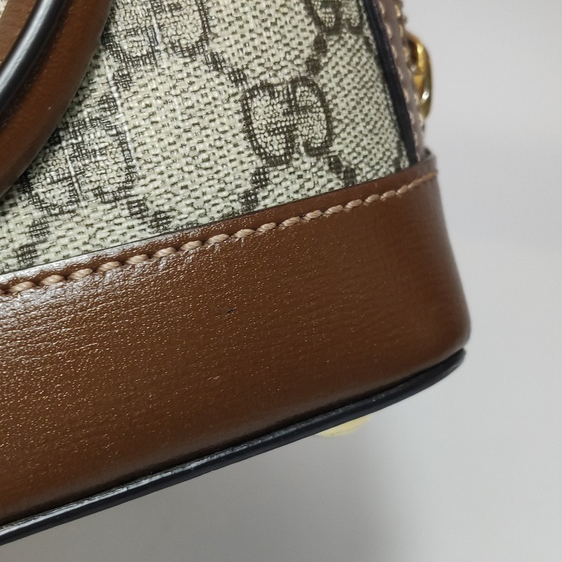 Gucci 1955迷你牛皮GG老花馬銜扣貝殼包單肩包斜挎包-18