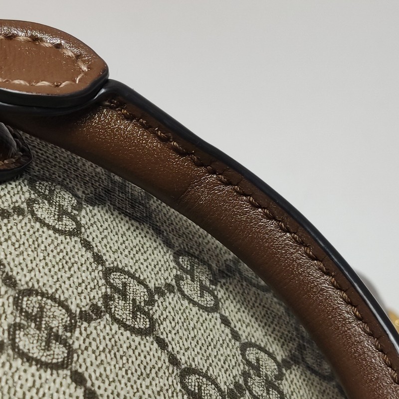 Gucci 1955迷你牛皮GG老花馬銜扣貝殼包單肩包斜挎包-21