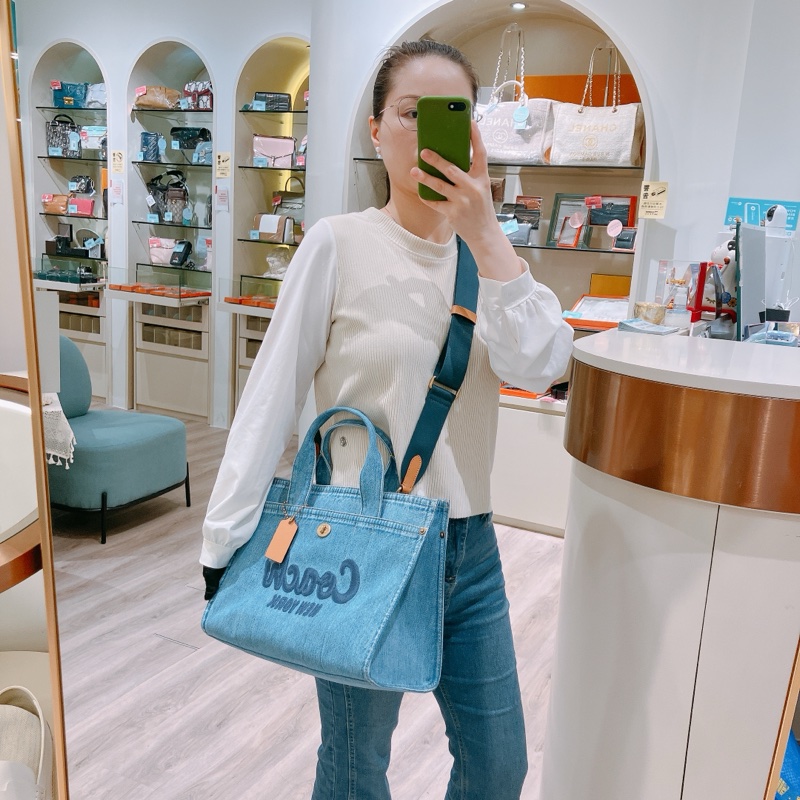 TK1859 COACH 蔻馳牛仔布兩用包包CARGO TOTE BAG BLUE-1