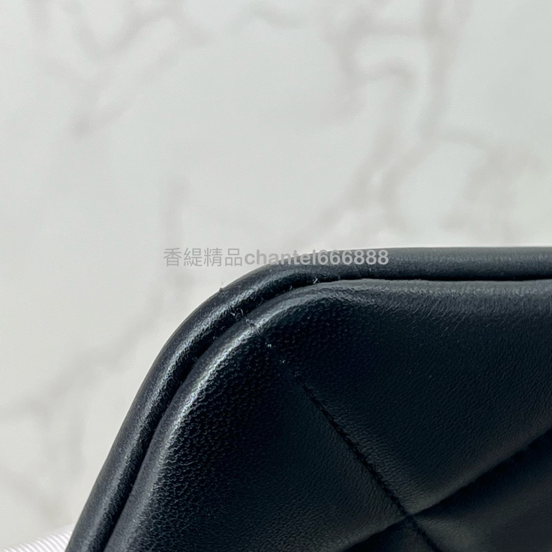 599 Chanel 19 零錢包 羊皮 黑金 極新-5