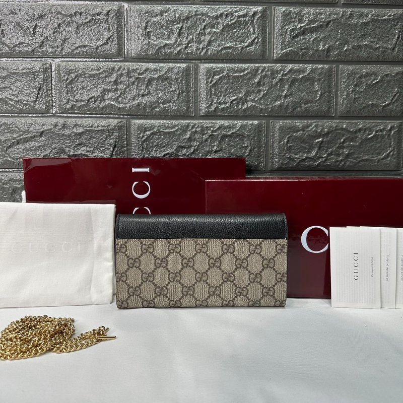 GUCCI Marmont雙色金鏈長夾-1