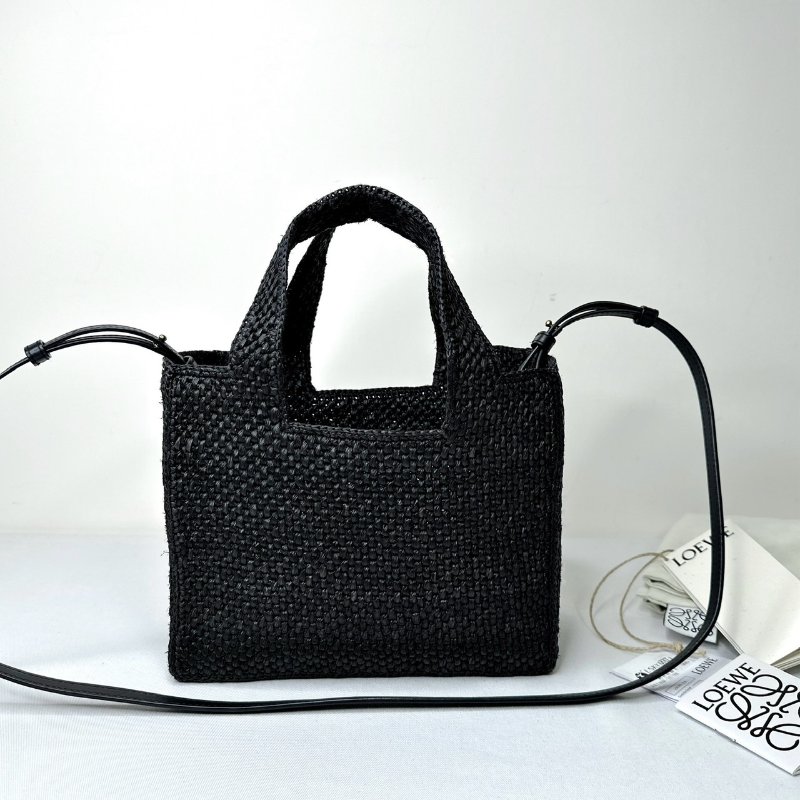 LOEWE 小型Font拉菲草編織托特包-1