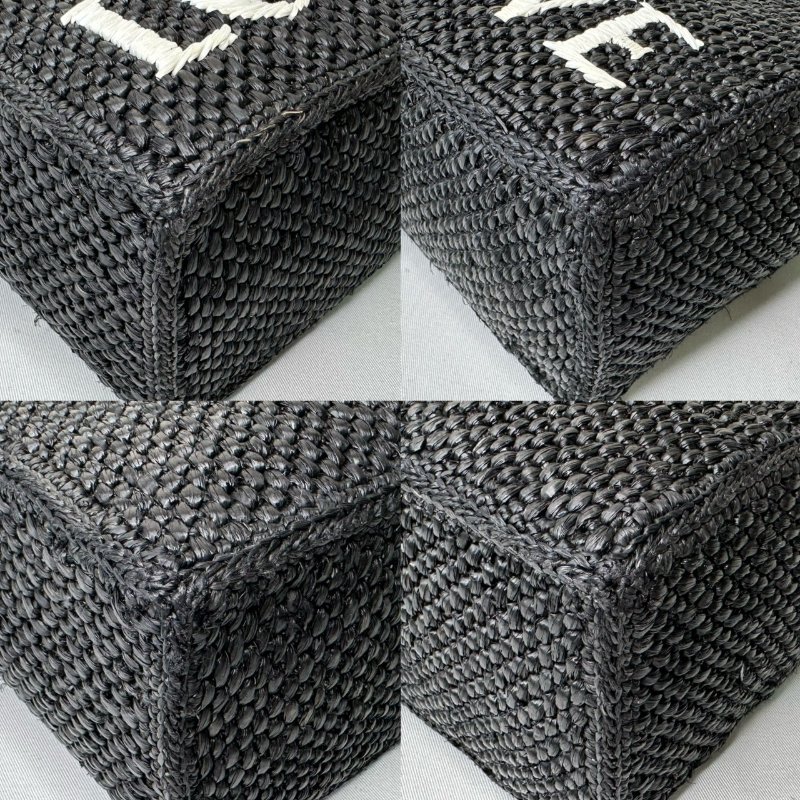 LOEWE 小型Font拉菲草編織托特包-10