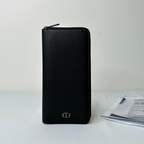DIOR 全皮革直式拉鍊長夾