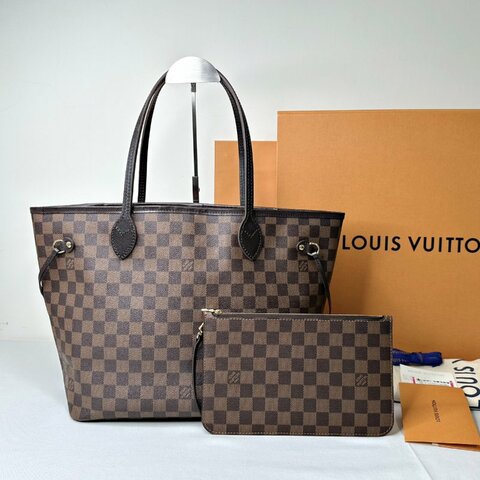 LV Neverfull MM棋盤格中款托特包