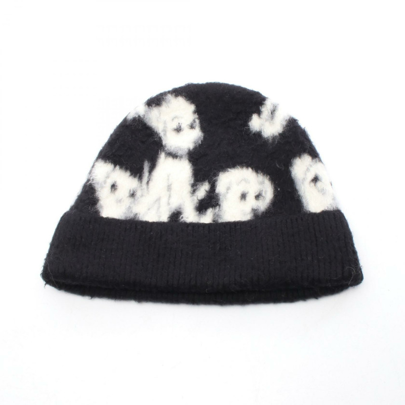 CELINE CELINE x Amy Dorian 提花針織帽 2A97W531Q 羊毛棉混紡 黑色 白色 灰色 二手 女款-0