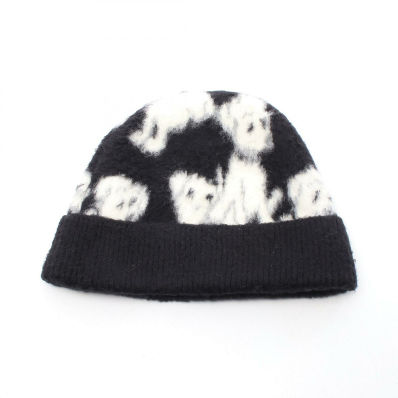 CELINE CELINE x Amy Dorian 提花針織帽 2A97W531Q 羊毛棉混紡 黑色 白色 灰色 二手 女款-1