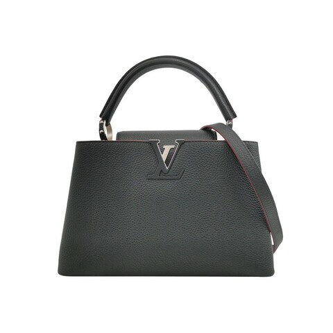Louis Vuitton (LV) Capucines中號牛皮純色金屬LV搭扣斜挎包單肩包