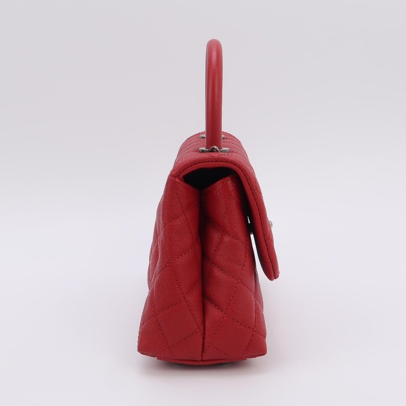 Chanel Coco Handle小號牛皮菱格絎縫優雅手柄單肩包-3