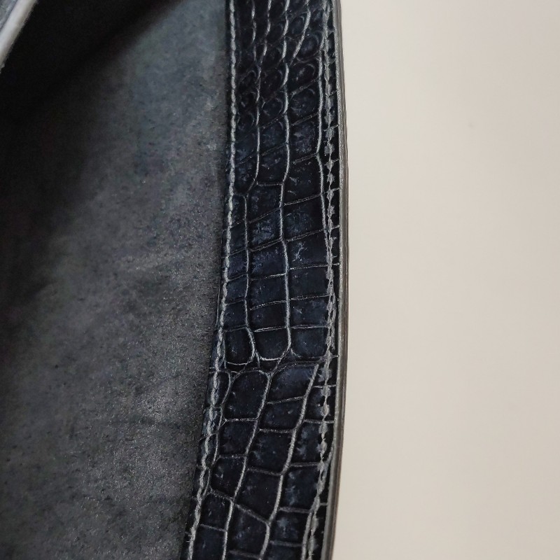 Saint Laurent Sunset日落包中號牛皮純色鱷魚紋YSL標誌單肩包-9