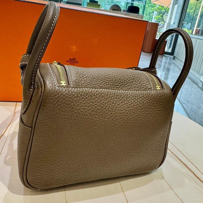 *SHIHNA名牌精品* HERMÈS 愛馬仕 Mini Lindy 大象灰金釦-4