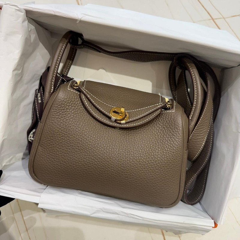 *SHIHNA名牌精品* HERMÈS 愛馬仕 Mini Lindy 大象灰金釦-7