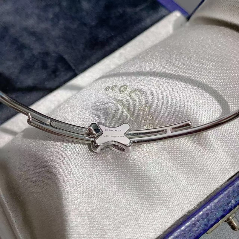 Chaumet尚美 JEUX DE LIENS緣系一生系列滿鑽白金交叉手鐲165碼，2023年購入-1
