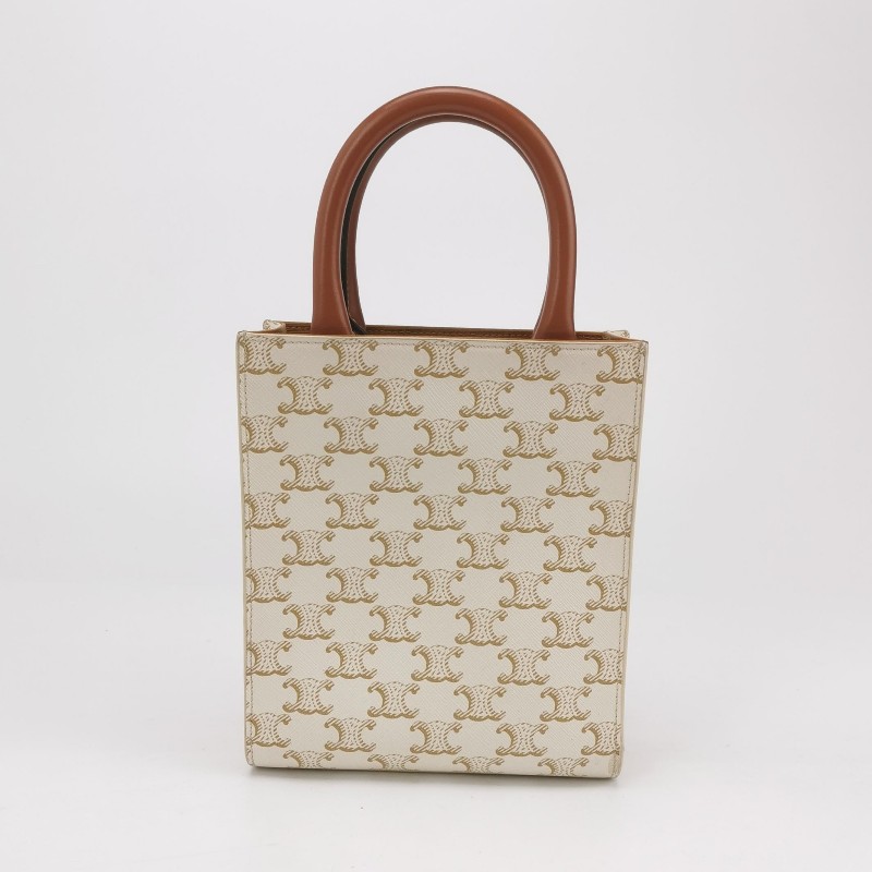 Celine Cabas迷你牛皮凱旋門印花印刷Logo斜挎包單肩包-4