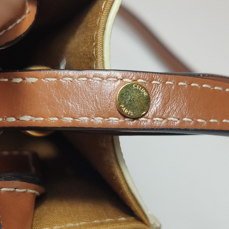 Celine Cabas迷你牛皮凱旋門印花印刷Logo斜挎包單肩包-7