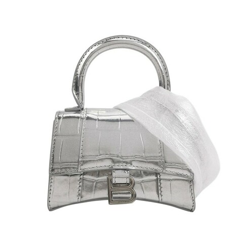 Balenciaga Hourglass沙漏包迷你牛皮鱷魚紋金屬B扣飾斜挎包單肩包