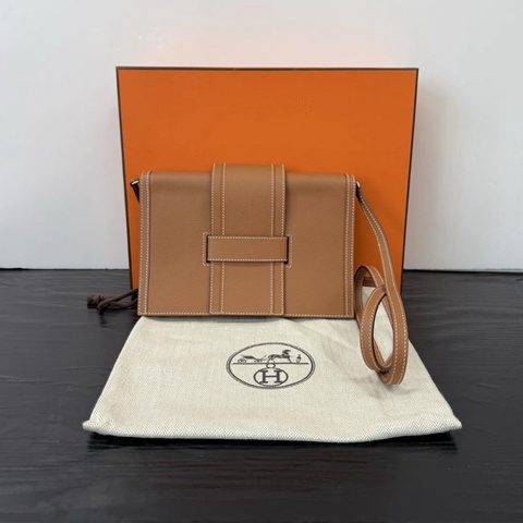 HERMES 金棕銀扣 H Passant手拿斜背包 21*14*3 99新配件盒子塵袋
