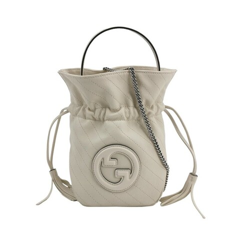 Gucci Blondie羊皮純色水桶包斜挎包單肩包