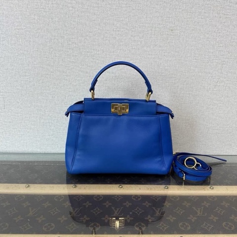 FENDI 藍色金扣 Peekaboo手提肩背斜背包 23*17*10 99新配件塵袋