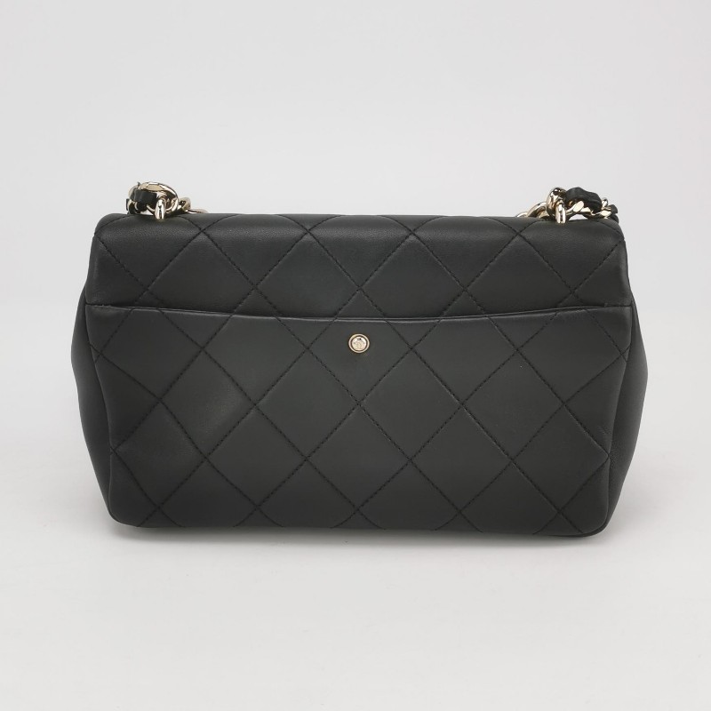 Chanel Classic Flap 季節限定款羊皮純色菱格絎縫雙C扣皮穿鏈單肩包斜挎包-4