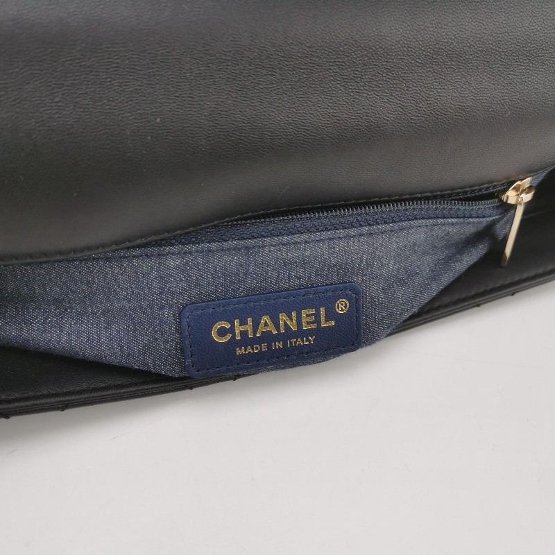 Chanel Classic Flap 季節限定款羊皮純色菱格絎縫雙C扣皮穿鏈單肩包斜挎包-7
