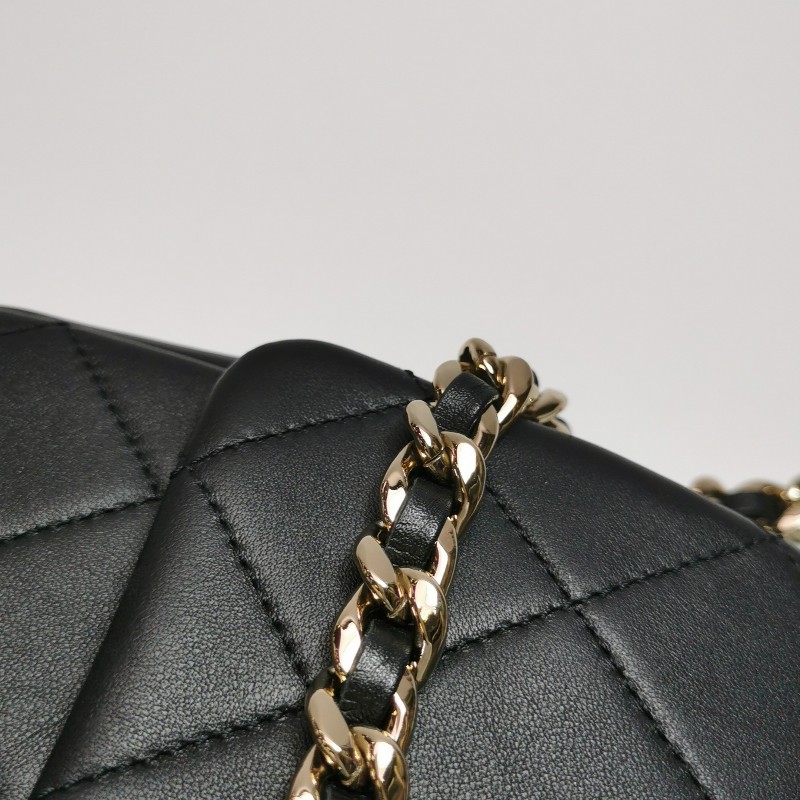 Chanel Classic Flap 季節限定款羊皮純色菱格絎縫雙C扣皮穿鏈單肩包斜挎包-13