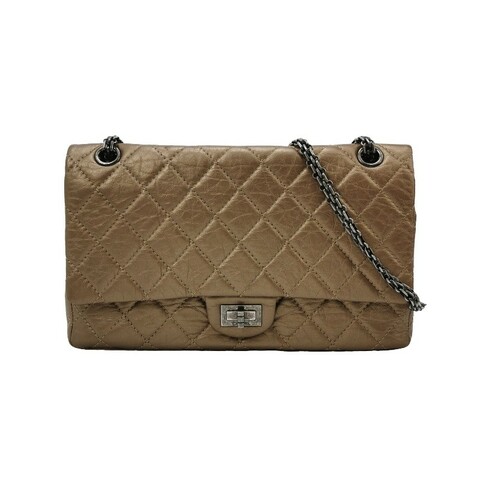 Chanel 2.55 Flag Bag 季節限定款大號牛皮菱格絎縫矩形旋扣單肩包