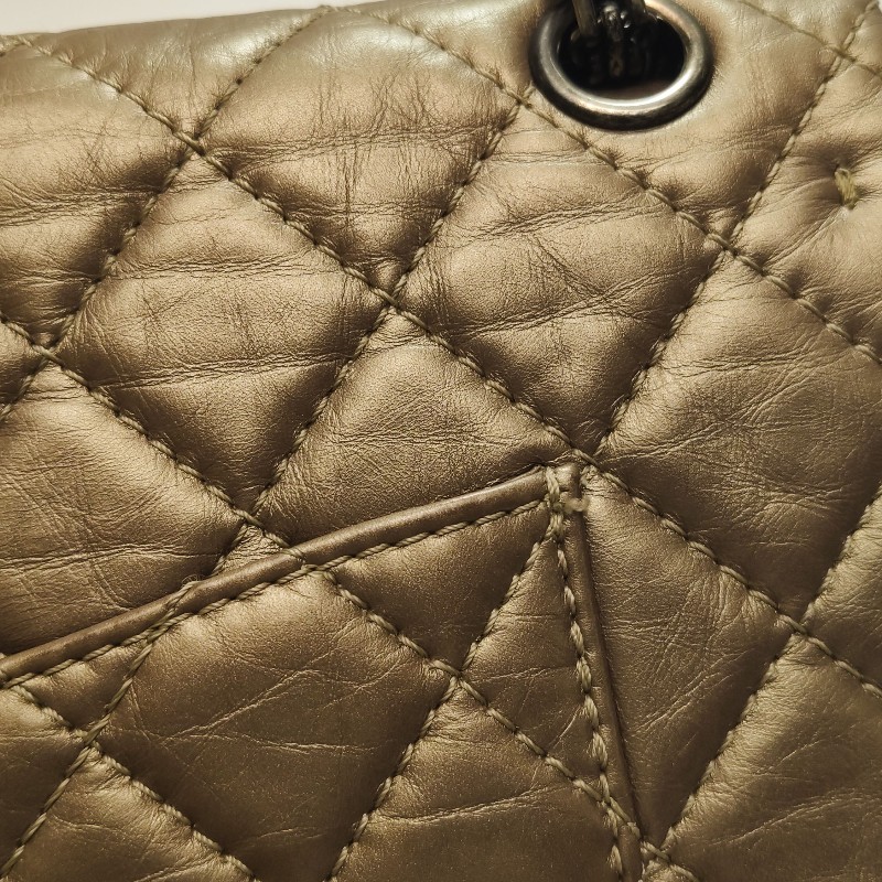 Chanel 2.55 Flag Bag 季節限定款大號牛皮菱格絎縫矩形旋扣單肩包-16