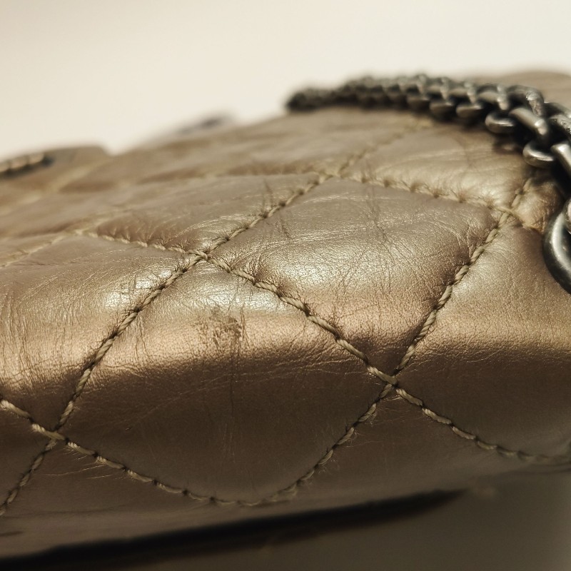 Chanel 2.55 Flag Bag 季節限定款大號牛皮菱格絎縫矩形旋扣單肩包-17