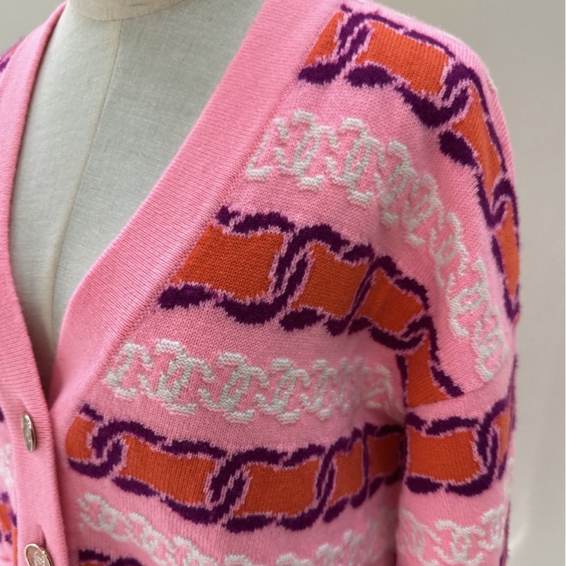 CHANEL 23B 粉色羊絨針織開衫 36碼-3